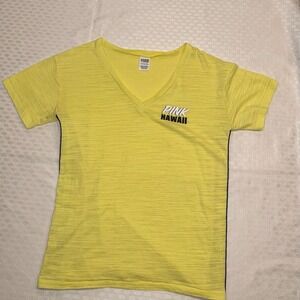Pink Victoria's Secret Hawaii‎ Women's Yellow V-neck Short Sleeved Tee Small